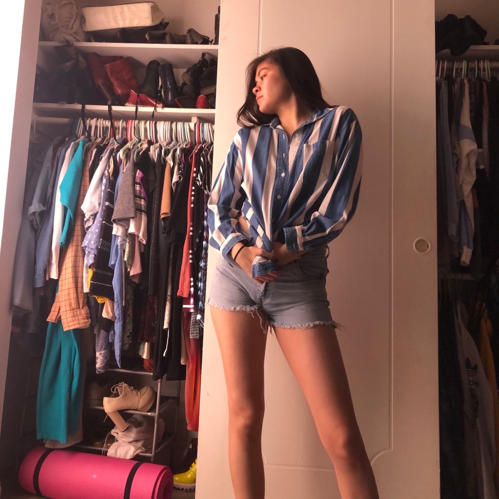 Vintage Stripped Denim Button Up